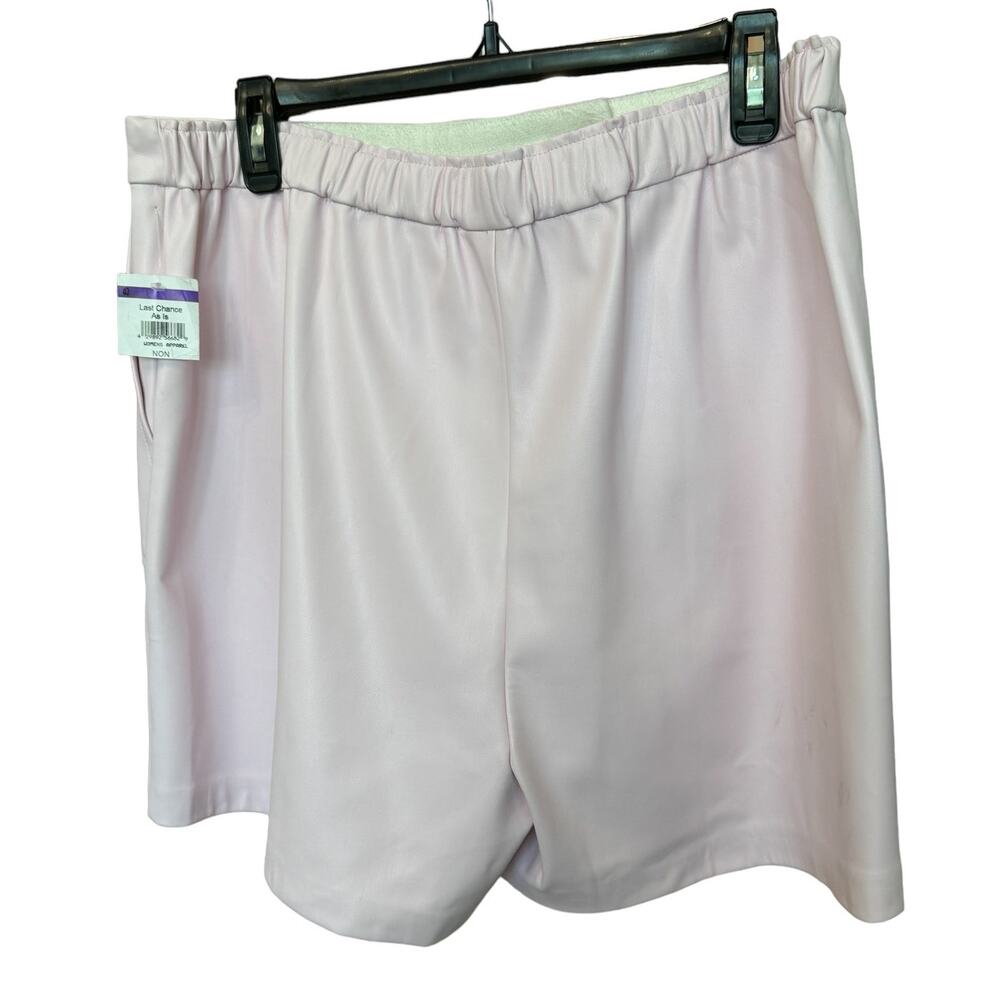 New ~ HALOGEN ~ Pale Pink Faux Leather Shorts Size L SO CUTE - Picture 5 of 9